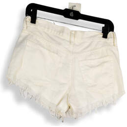 NWT Womens White Flat Front Denim Pockets Raw Hem Cut-Off Shorts Size 26 alternative image