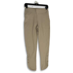 NWT Womens Beige Flat Front Elastic Waist Pull-On Ankle Pants Size Small
