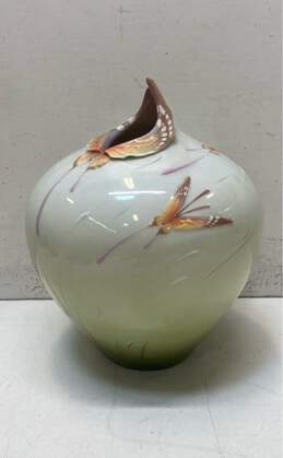 Franz Porcelain Vase 11 inch Tall Papillion Butterfly Ceramic Art