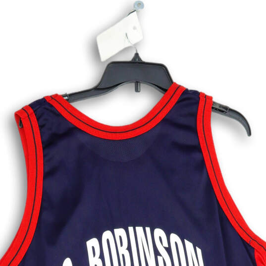 Mens Red Navy Blue USA Glenn Robinson #14 Basketball Jersey Size 48 image number 4