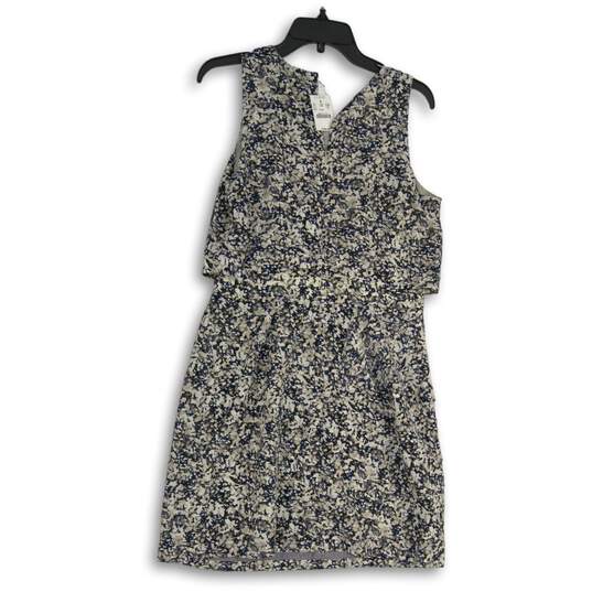 NWT J. Crew Womens Black White Floral Sleeveless Back Zip A-Line Dress Size 4 image number 2