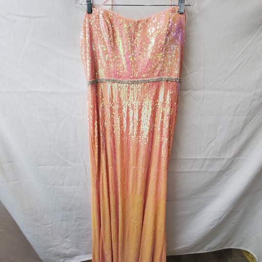 Mac Duggal Pink Coral Sequins Mermaid Gown Size 12 image number 1