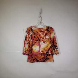 Womens Abstract Round Neck 3/4 Sleeve Pullover Blouse Top Size 0 alternative image