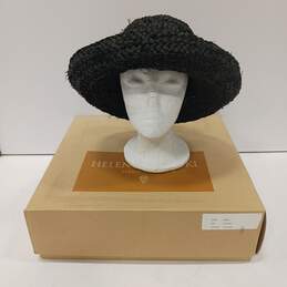 Womens Black Knitted Straw Wide Rolled Brim Front Knot Raffia Hat Size One