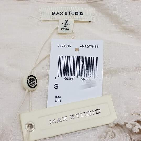 MAX STUDIO Tie Neck Blouson Sleeve Top White Size S image number 3