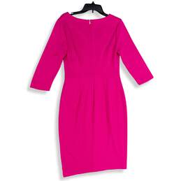 NWT Trina Turk Womens Pink Long Sleeve V-Neck Back Zip Sheath Dress Size 6 alternative image