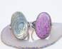 Variety 925 Sterling Silver Abalone Malachite & Faux Turquoise Multi Stone Rings 31.0g image number 4