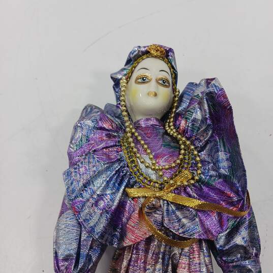 Doll In Purple Shimmery Dress In Box image number 3
