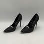 Womens Black Pointed Toe Fashionable Slip-On Stiletto Pump Heels Size 8 image number 3