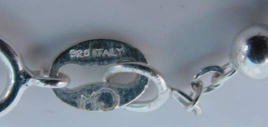 Milor & Contemporary 925 Cubic Zirconia Heart Pendant Omega Chain Necklace & Beaded Fancy Link Bracelet 19.5g image number 5