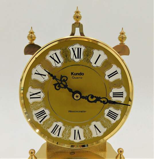 KUNDO Quartz Rotating Pendulum Carriage Anniversary Clock West Germany Vintage image number 3