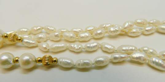 14K Yellow Gold Bead & Pearl Necklace for Repair 57.2g image number 2