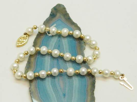 Romantic 14K Yellow Gold Bead & Pearl Bracelet 5.3g image number 2