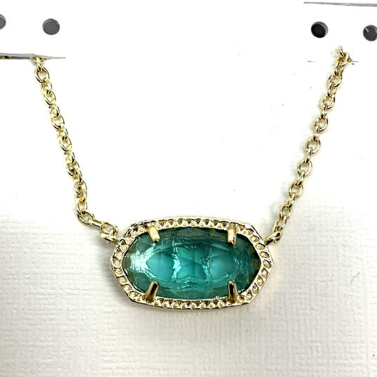 Designer Kendra Scott Gold-Tone Blue Crystal Pendant Necklace w/ Dust Bag image number 1
