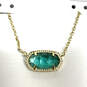 Designer Kendra Scott Gold-Tone Blue Crystal Pendant Necklace w/ Dust Bag image number 1