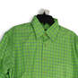 Mens Green Blue Check Long Sleeve Spread Collar Button-Up Shirt Size Medium image number 3