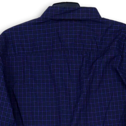 Mens Blue Plaid Chest Pocket Collared Long Sleeve Button-Up Shirt Size L image number 1