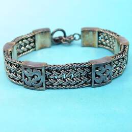 Lois Hill Sterling Silver Woven Scrolled Toggle Bracelet 37.7g