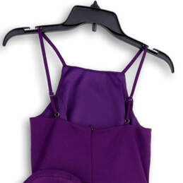 NWT Womens Purple Sleeveless Ruffle Stretch Back Zip Mini Dress Size XS