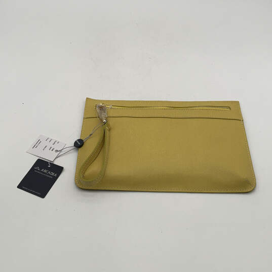 NWT Womens Yellow Pebble Leather Inner Pocket Zip Wristlet Wallet image number 1