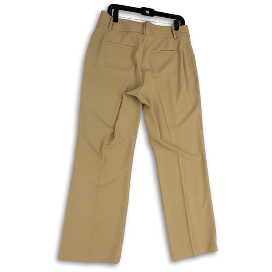 Womens Tan Flat Front Slash Pocket Straight Leg Formal Dress Pants Size 12 image number 2