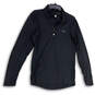 Mens Black Mock Neck 1/4 Zip Long Sleeve Activewear Pullover T-Shirt Size S image number 1