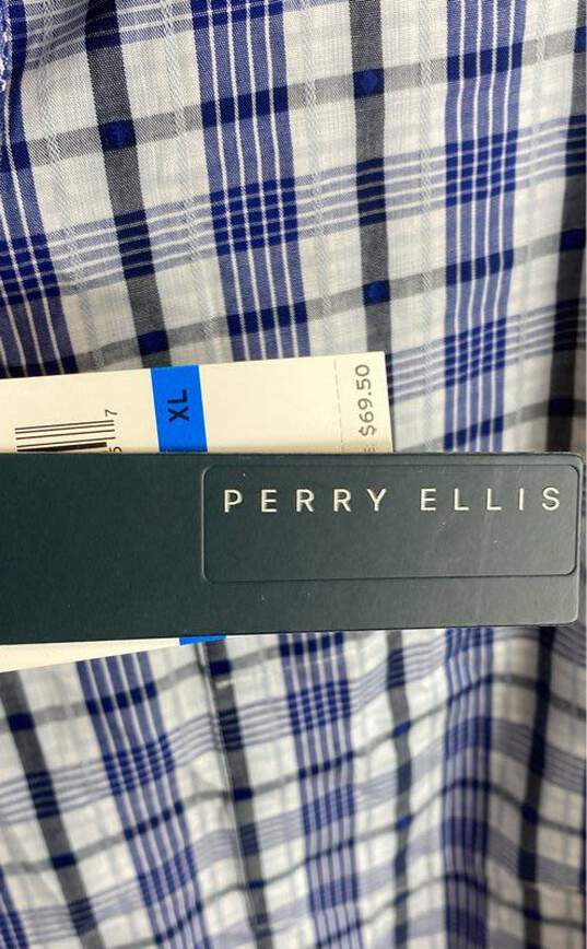 Perry Ellis Men Blue Plaid Button Up Shirt XL image number 5