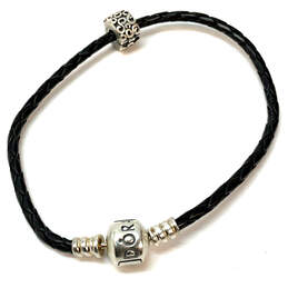 Designer Pandora S925 ALE Sterling Silver Woven Leather S Charm Bracelet alternative image