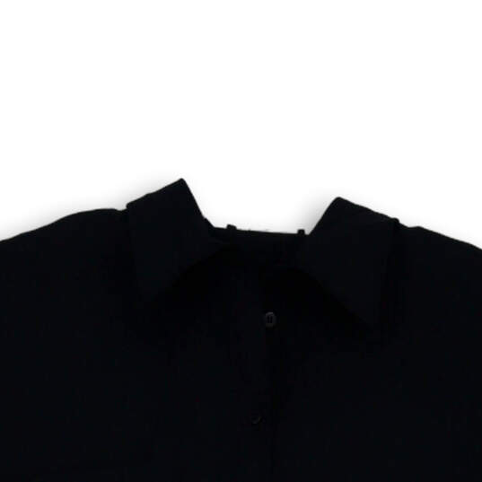 Womens Black Short Sleeve Collared Cropped Button-Up Shirt Size Large image number 3