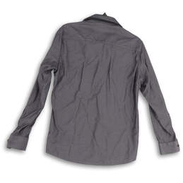 Mens Gray Collared Long Sleeve Flap Pockets Button-Up Shirt Size Medium alternative image