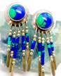 Artisan 925 Southwestern Azurite Cabochon Tassels Drop & Stamped Dome Earrings image number 4