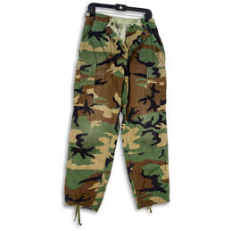Mens Multicolor Camouflage Flat Front Straight Leg Cargo Pants Size M/R