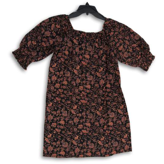 Roan + Ryan Womens Black Scarlett Floral Square Neck Puff Sleeve Mini Dress Sz S image number 2