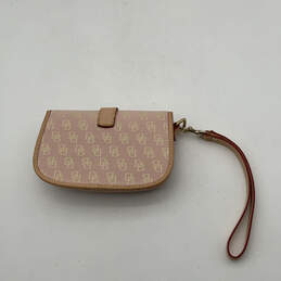Womens Pink Leather Signature Print Detachable Strap Mini Wristlet Wallet alternative image