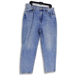 Womens Blue Denim Medium Wash Pockets Comfort Straight Leg Jeans Size 14