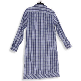 Womens Blue White Plaid Spread Collar Long Sleeve Shirt Dress Size 8 alternative image