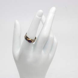 Paula Dawkins Signed Sterling Silver 14K Yellow Gold Accent Amethyst Ring Size 6.25 - 3.2g