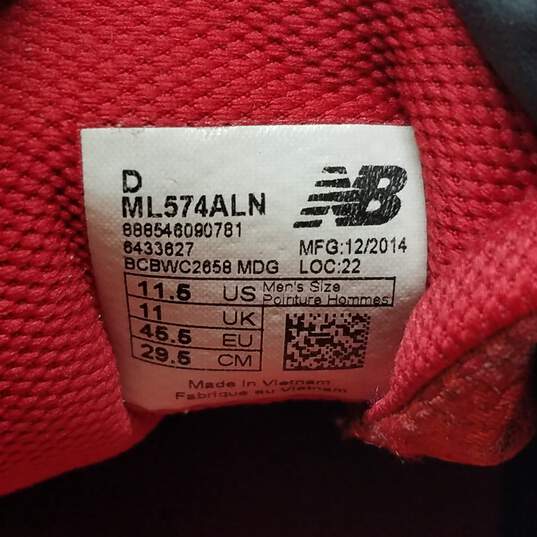 New Balance 574 ML574ALN Men's Casual Sneakers Red/Orange Size 11.5 image number 6