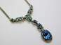 Givenchy Blue Rhinestone Silver Tone Necklace 20.6g image number 1