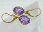 14K Yellow Gold Oval Amethyst Drop Earrings 3.8g image number 1