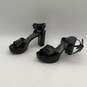 Womens Black Leather Open Toe Block Heel Ankle Strap Sandals Size 5.5 M image number 3