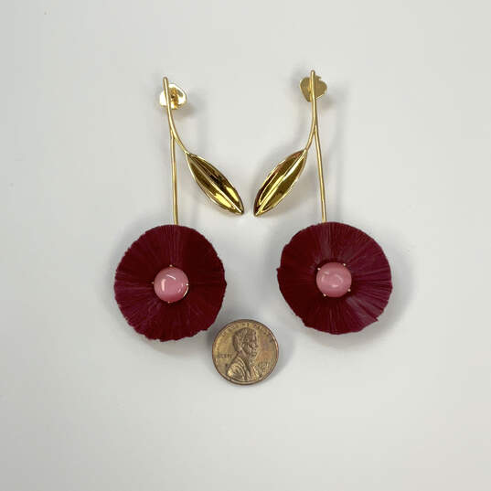Designer Kate Spade Gold-Tone Posh Poppy Flower Statement Drop Earrings image number 2