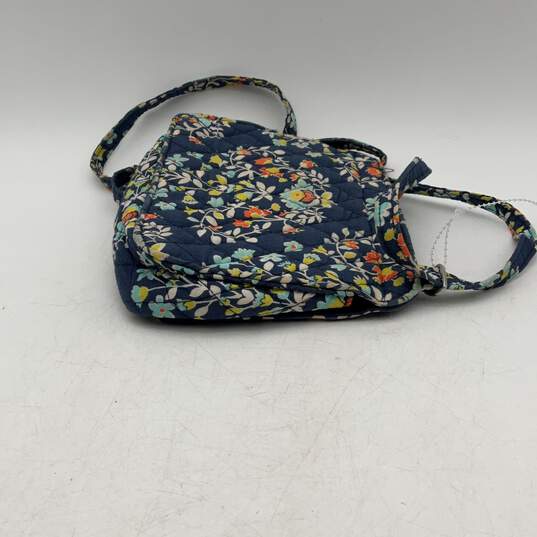 Vera Bradley Womens Blue Floral Adjustable Strap Zipper Crossbody Bag Purse image number 4