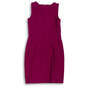 Womens Red Sleeveless Scoop Neck Knee Length Back Zip Sheath Dress Sz 0P image number 2