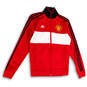 Mens Red Manchester United Long Sleeve Pockets Full-Zip Track Jacket Size S image number 1