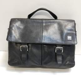 Knomo London Black Leather Laptop Bag
