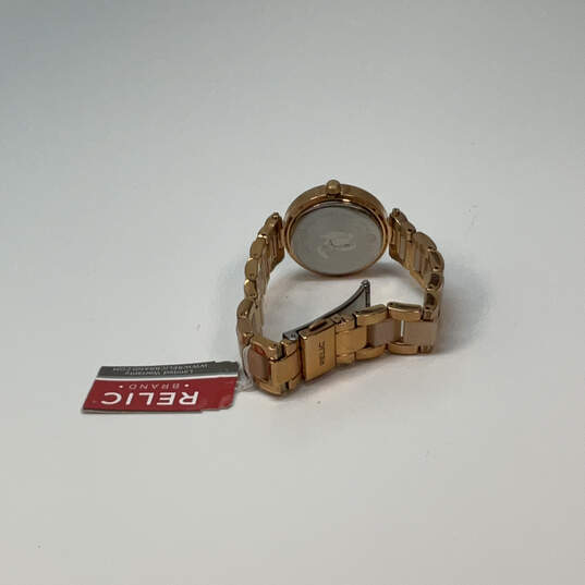 Designer Relic ZR34335 Gold-Tone Rhinestones Round Dial Analog Wristwatch image number 4