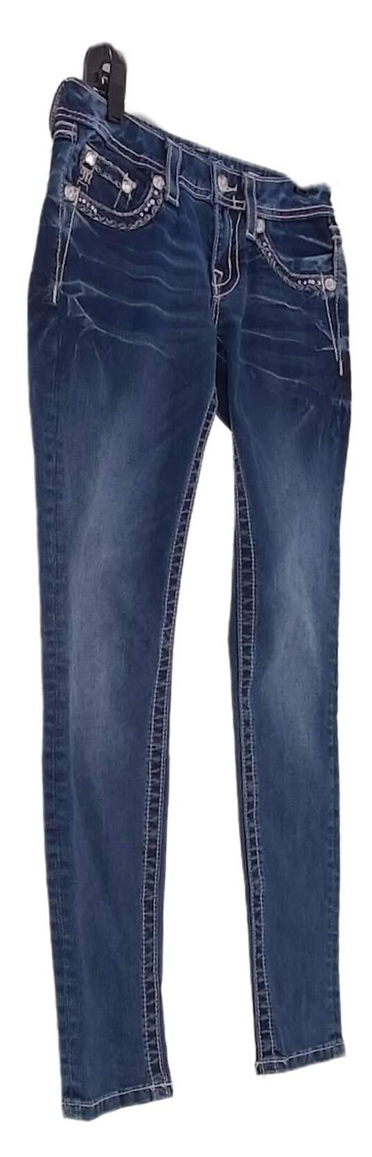 Womens Blue Medium Wash Pockets Denim Skinny Jeans Size 26 image number 3