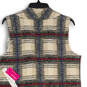 NWT Womens White Gray Knitted Plaid Filings Sweater Vest Size P/S image number 4