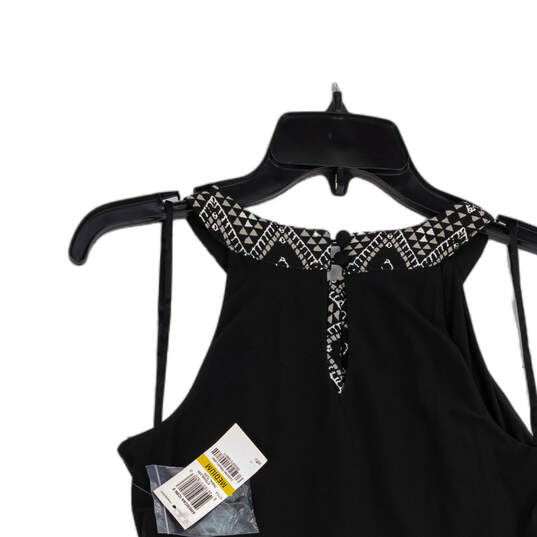 NWT Womens Black White Halter Neck Sleeveless A-Line Dress Size Medium image number 4